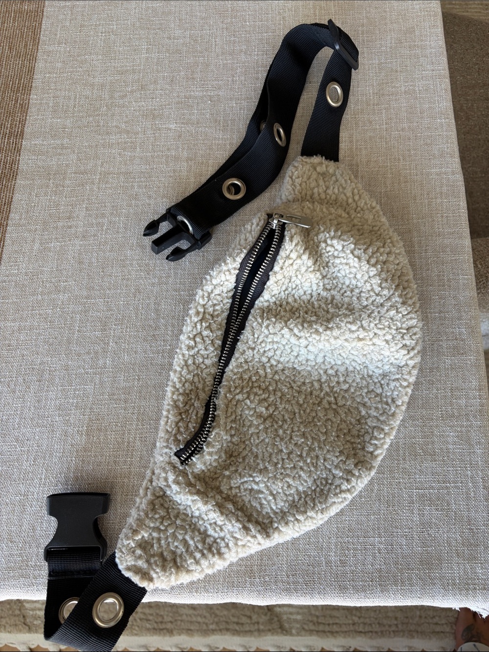 Sherpa Fleece Belt Bag - Cream